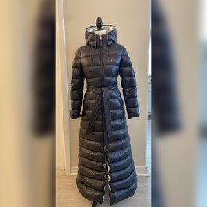 Like new XS WOMEN'S MACKAGE long down jacket (Calina coat) black/silver